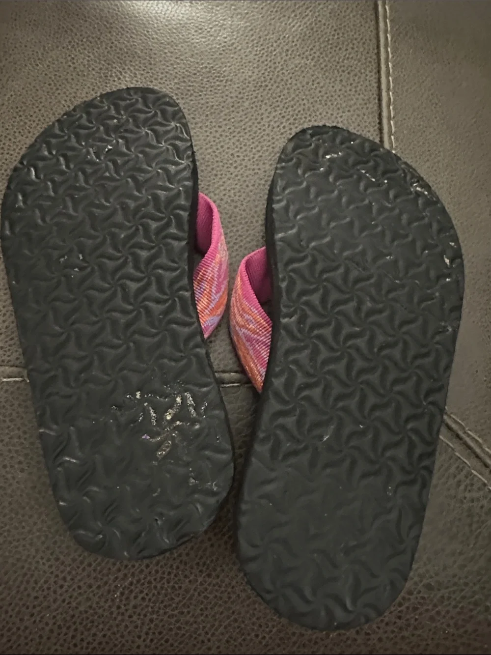 Teva girls Pink &  Orange Patterned Strap Flip Sandals